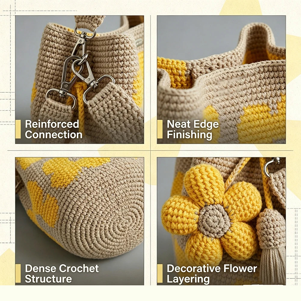Handmade Crochet Flower Tote Bag – Soft Cotton Boho Style