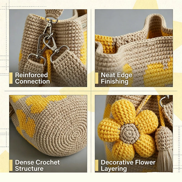 Handmade Crochet Flower Tote Bag – Soft Cotton Boho Style