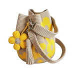 Bohemian Crochet Floral Tote Bag