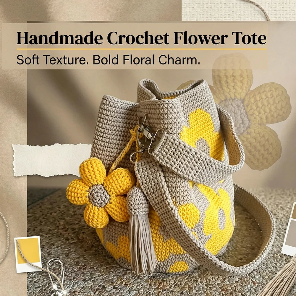 Handmade Crochet Flower Tote Bag – Soft Cotton Boho Style