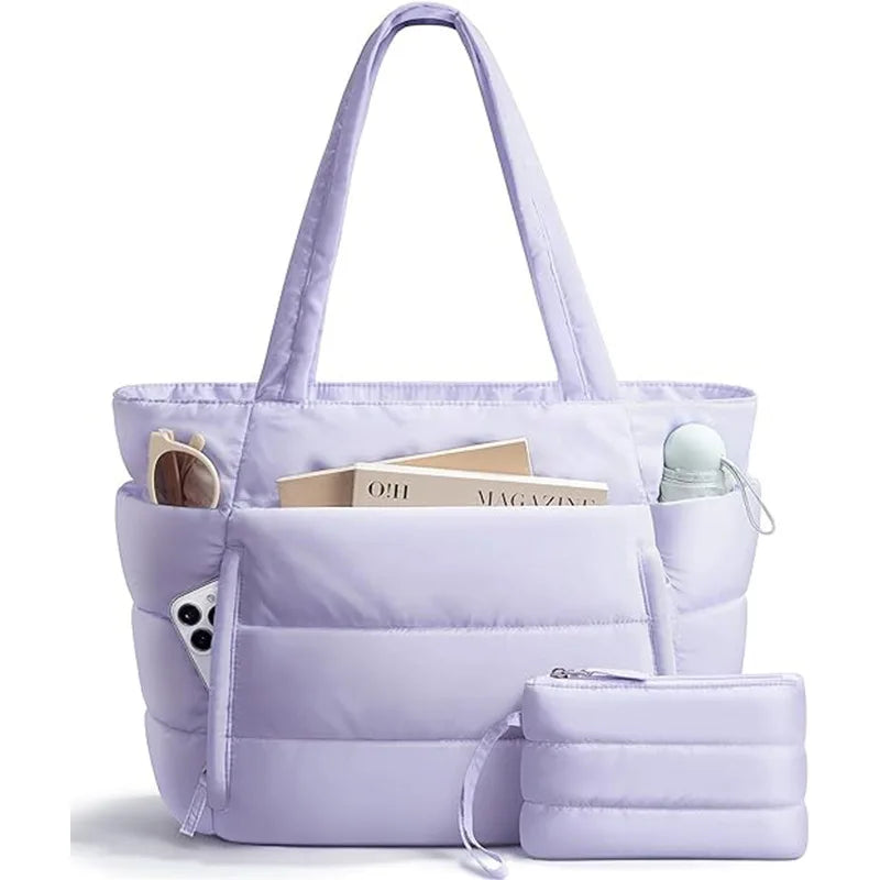 Purple Color Women’s Nylon Shoulder Tote Bag – Lightweight & Versatile
